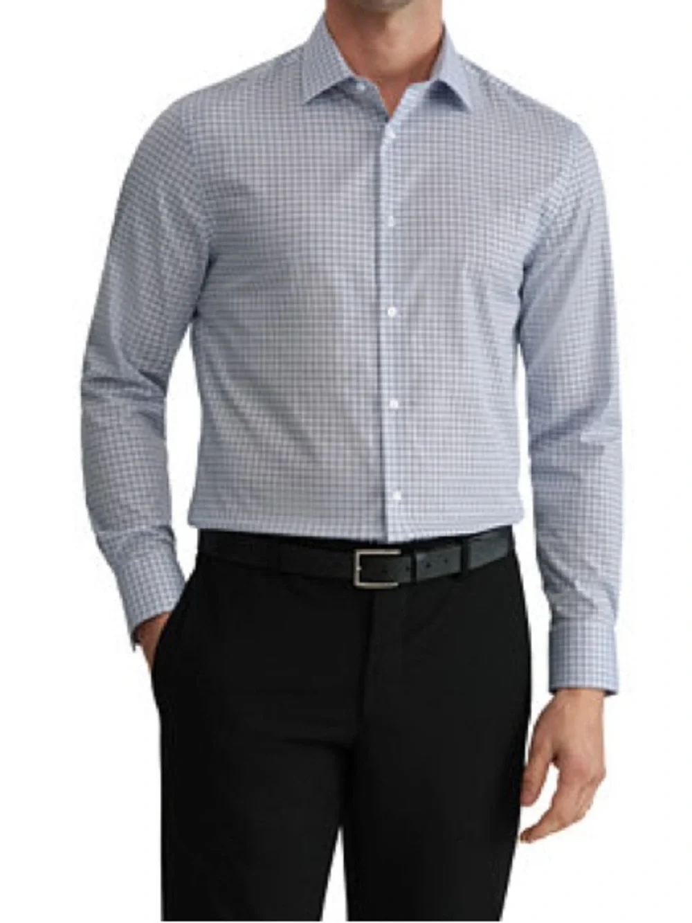 Banana Republic untucked Light Blue Micro Check Dress Shirt